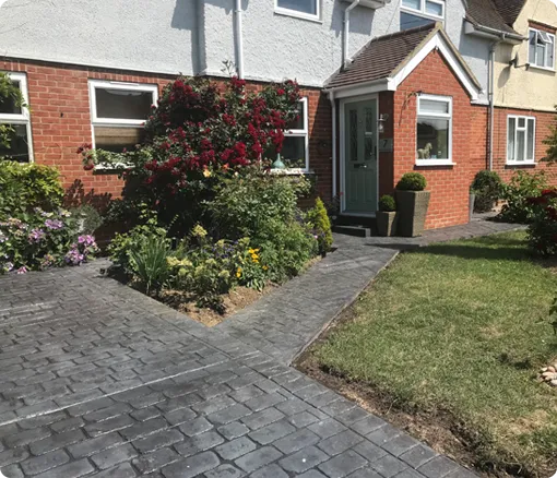 Patio paving in a garden