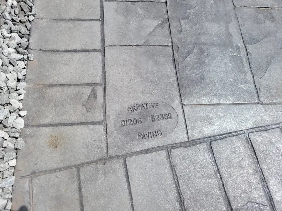 Imprinted concrete paving detail with Creative Paving stamp