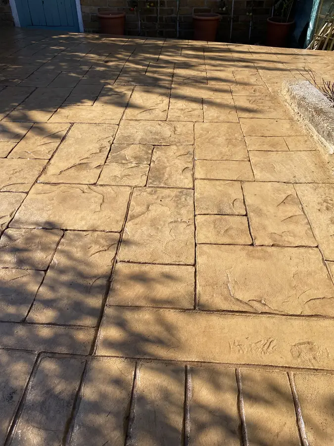 Golden garden paving installation in Essex